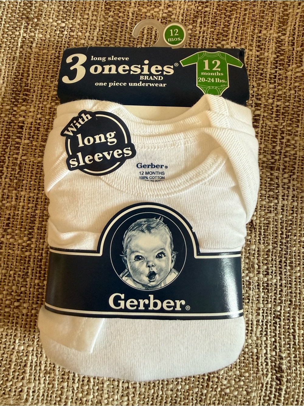 Gerber White 3-Pack Long Sleeve Onesies
